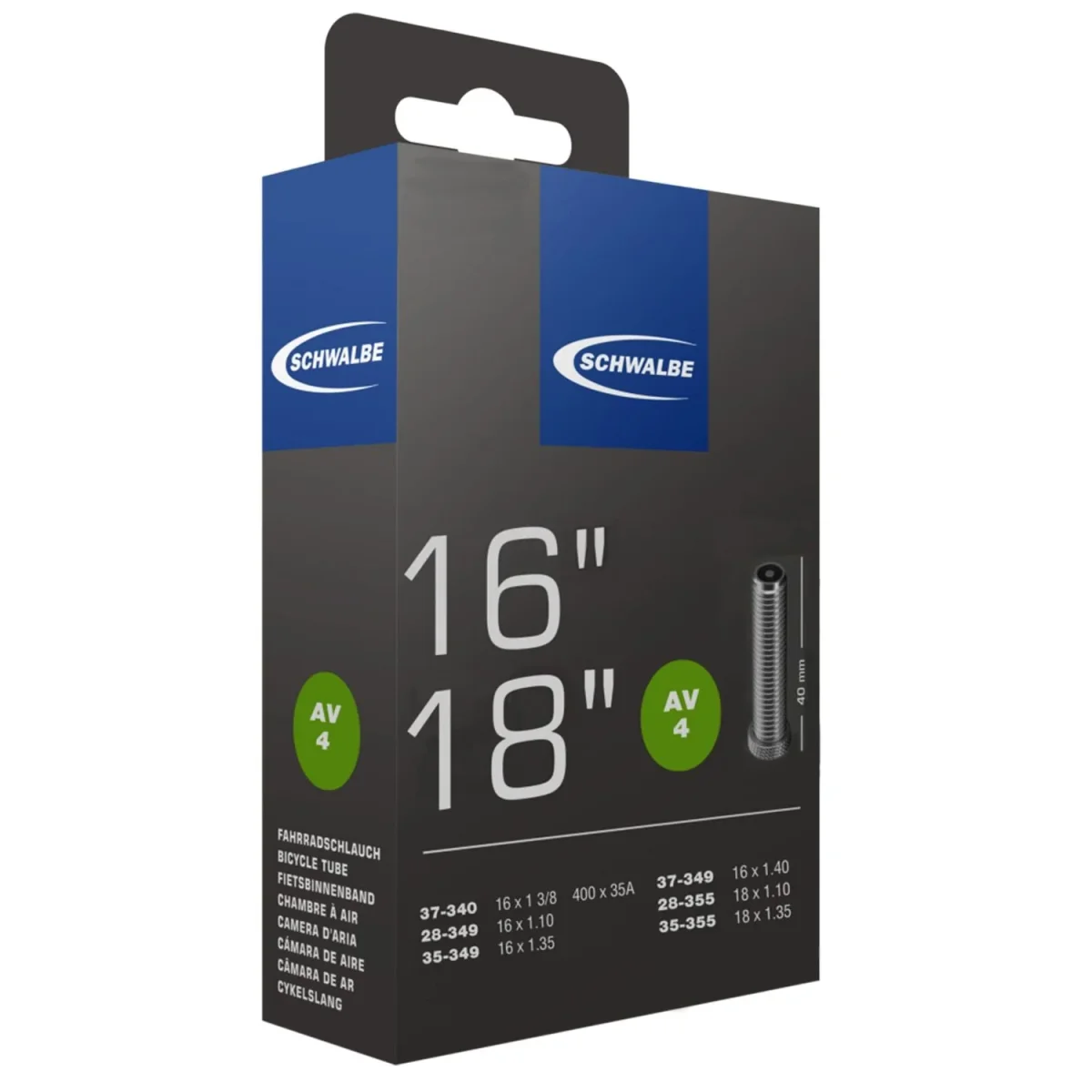Chambre à air 16/18" Schrader (AV4) - SCHWALBE – Image 2